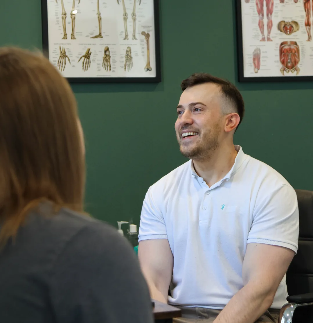 Josh Devine talking through a patient's history and goals
